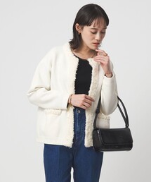 green label relaxing（グリーンレーベルリラクシング）の「ブークレ×フリンジ カーディガン ウォッシャブル（カーディガン/ボレロ）」