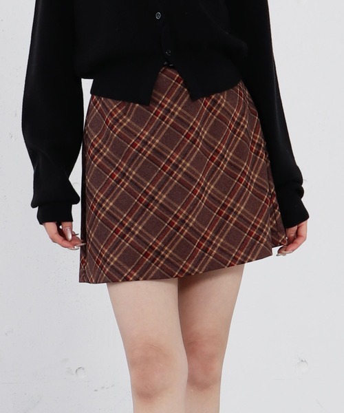 archives(アルシーヴ)の「ベルト付きチェックアソート台形ミニSK(スカート・レディース・ブラック/ブラウン/チャコールグレー/グレー・MEDIUM)」の1枚目の写真