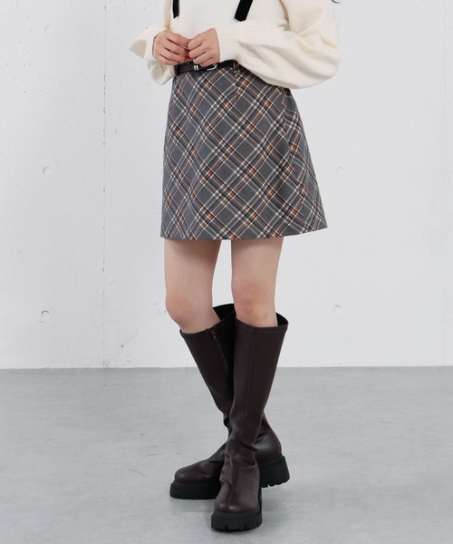 archives(アルシーヴ)の「ベルト付きチェックアソート台形ミニSK(スカート・レディース・ブラック/ブラウン/チャコールグレー/グレー・MEDIUM)」の6枚目の写真