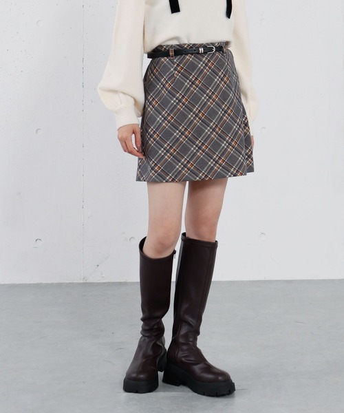archives(アルシーヴ)の「ベルト付きチェックアソート台形ミニSK(スカート・レディース・ブラック/ブラウン/チャコールグレー/グレー・MEDIUM)」の8枚目の写真