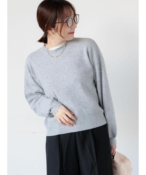 Te chichi TERRASSE(テチチテラス)の「もちもちミラノリブクロップドクルーネックニット(ニット/セーター・レディース・ミント/ベージュ/ピンク/グレー/ブラック・F)」の3枚目の写真