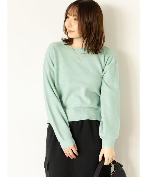 Te chichi TERRASSE(テチチテラス)の「もちもちミラノリブクロップドクルーネックニット(ニット/セーター・レディース・ミント/ベージュ/ピンク/グレー/ブラック・F)」の1枚目の写真
