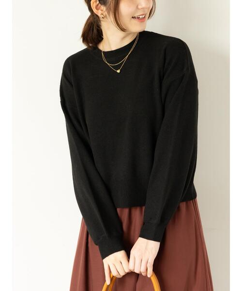 Te chichi TERRASSE(テチチテラス)の「もちもちミラノリブクロップドクルーネックニット(ニット/セーター・レディース・ミント/ベージュ/ピンク/グレー/ブラック・F)」の2枚目の写真