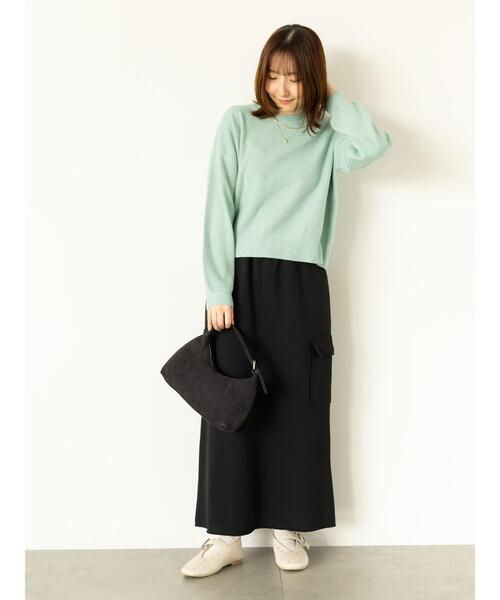Te chichi TERRASSE(テチチテラス)の「もちもちミラノリブクロップドクルーネックニット(ニット/セーター・レディース・ミント/ベージュ/ピンク/グレー/ブラック・F)」の20枚目の写真