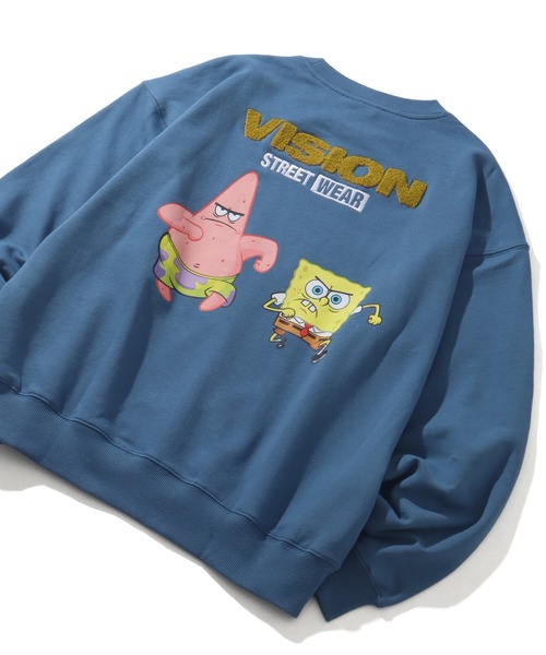 VISION STREET WEAR(ヴィジョンストリートウェア)の「【VISION STREET WEAR/ヴィジョンストリートウェア】×【SpongeBob/スポンジボブ】サガラ刺繍 バックプリント トレーナー スウェット(スウェット・メンズ・ライトグレー/ブルー/ブラック・L/LL/M)」の5枚目の写真