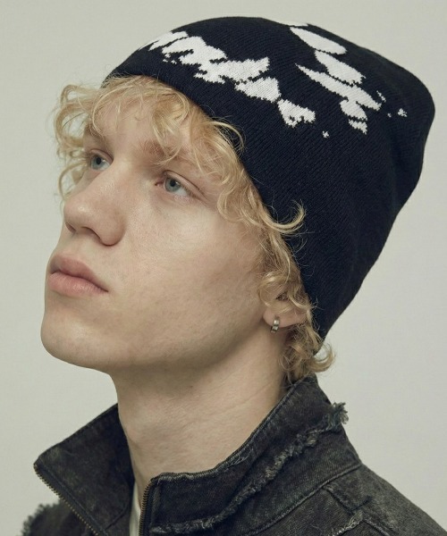 VIBGYOR（ヴィブジョー）の「【IZU】 ディストーテッドスマイルジャガードニットビーニー（ニットキャップ/ビーニー・メンズ・ブラック・FREE）」の2枚目の写真