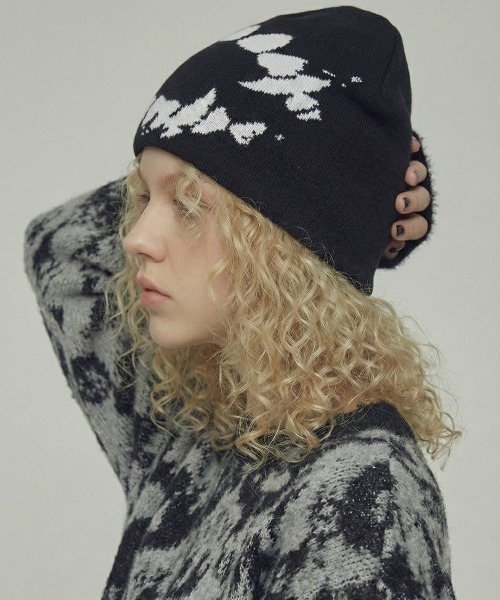 VIBGYOR（ヴィブジョー）の「【IZU】 ディストーテッドスマイルジャガードニットビーニー（ニットキャップ/ビーニー・メンズ・ブラック・FREE）」の6枚目の写真