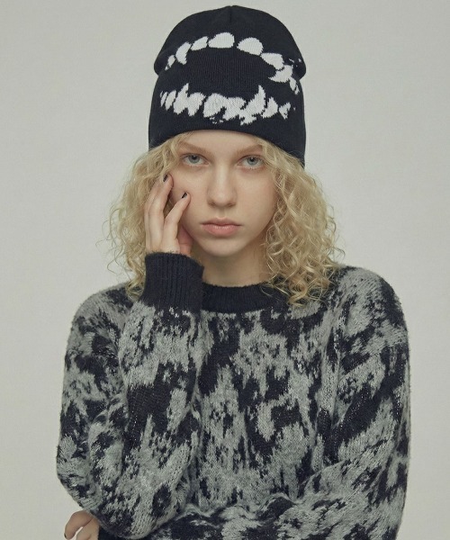 VIBGYOR（ヴィブジョー）の「【IZU】 ディストーテッドスマイルジャガードニットビーニー（ニットキャップ/ビーニー・メンズ・ブラック・FREE）」の7枚目の写真