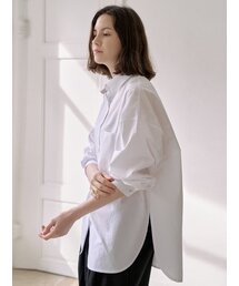 Boy-fit Unbalanced Washing Shirt - WHITE