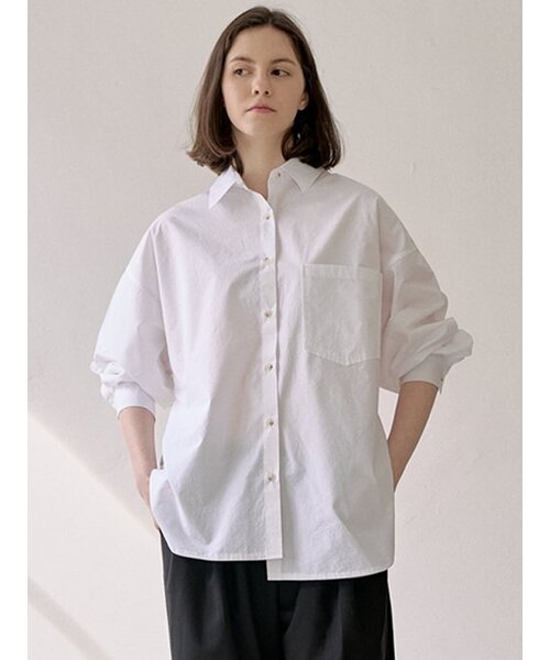 AVANT-G(アバン)の「Boy-fit Unbalanced Washing Shirt - WHITE(シャツ/ブラウス・レディース・その他・FREE)」の4枚目の写真