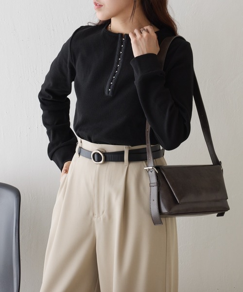 COLONY 2139（コロニートゥーワンスリーナイン）の「ホックヘンリーネックフライスプルオーバー（Tシャツ/カットソー・レディース・ブラック/チャコールグレー/ホワイト/ライトグレー・FREE）」の13枚目の写真