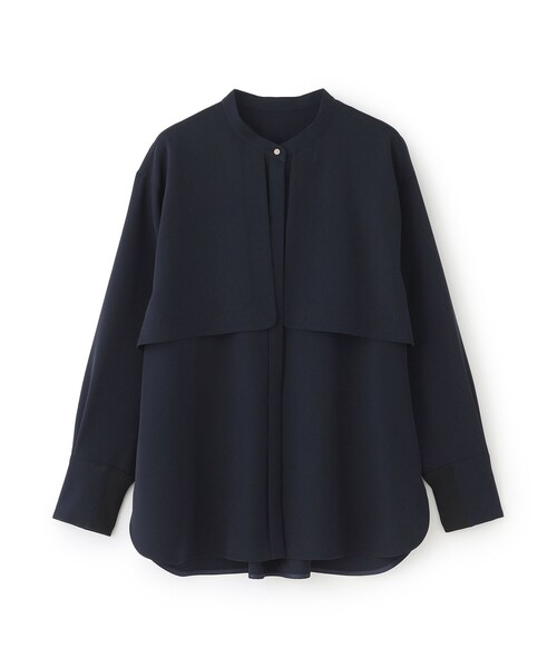 CAST:（キャストコロン）の「【着用しわ軽減/吸水速乾】ガンパッチブラウス（シャツ/ブラウス・レディース・ホワイト/ピンク系その他2/ネイビー・S/M）」の2枚目の写真