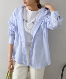 SpRay（スプレイ）の「ストライプフードシャツ（シャツ/ブラウス）」