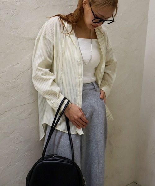 SpRay（スプレイ）の「ストライプフードシャツ（シャツ/ブラウス・レディース・イエロー/ネイビー/ピンク/サックスブルー・FREE）」の18枚目の写真