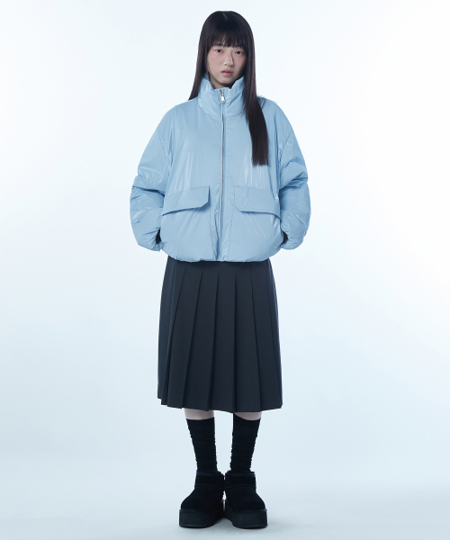 MUSINSA STANDARD WOMAN（ムシンサスタンダードウーマン）の「ウィメンズデイリープファーシャイニーショートダウンジャケット[ライトブルー]（ダウンジャケット/コート・レディース・その他・X-SMALL/SMALL/MEDIUM/LARGE）」の3枚目の写真