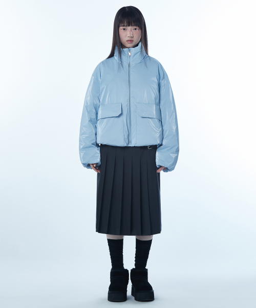 MUSINSA STANDARD WOMAN（ムシンサスタンダードウーマン）の「ウィメンズデイリープファーシャイニーショートダウンジャケット[ライトブルー]（ダウンジャケット/コート・レディース・その他・X-SMALL/SMALL/MEDIUM/LARGE）」の4枚目の写真