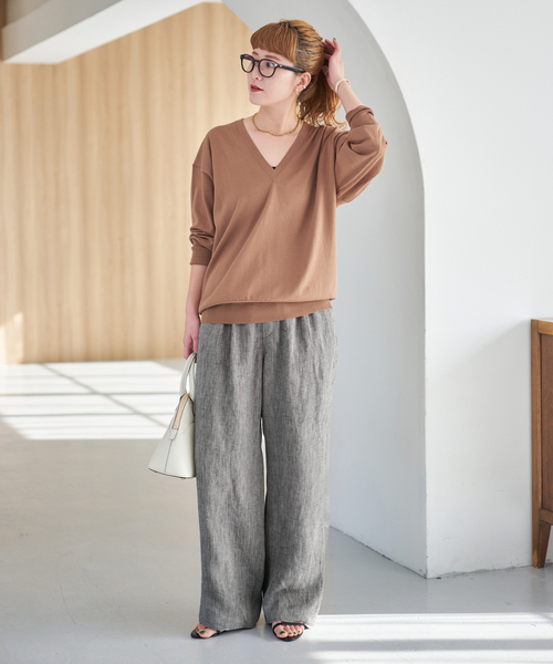 Spick & Span（スピックアンドスパン）の「エアリーリネンイージーパンツ（その他パンツ・レディース・アイボリー/チャコールグレー・38/36）」の3枚目の写真