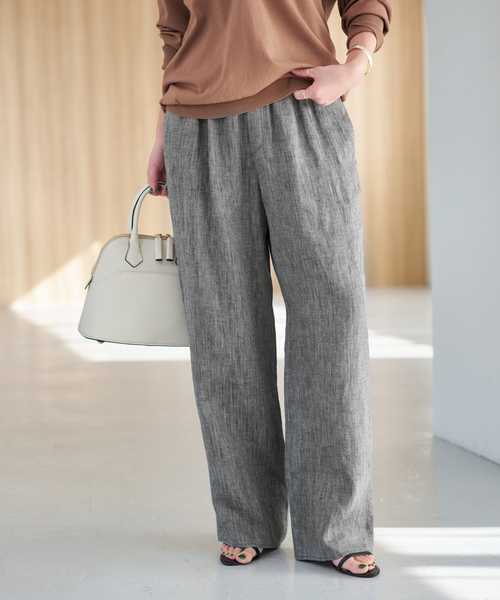 Spick & Span（スピックアンドスパン）の「エアリーリネンイージーパンツ（その他パンツ・レディース・アイボリー/チャコールグレー・38/36）」の6枚目の写真