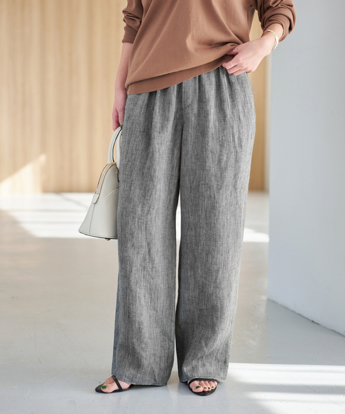 Spick & Span（スピックアンドスパン）の「エアリーリネンイージーパンツ（その他パンツ・レディース・アイボリー/チャコールグレー・38/36）」の7枚目の写真