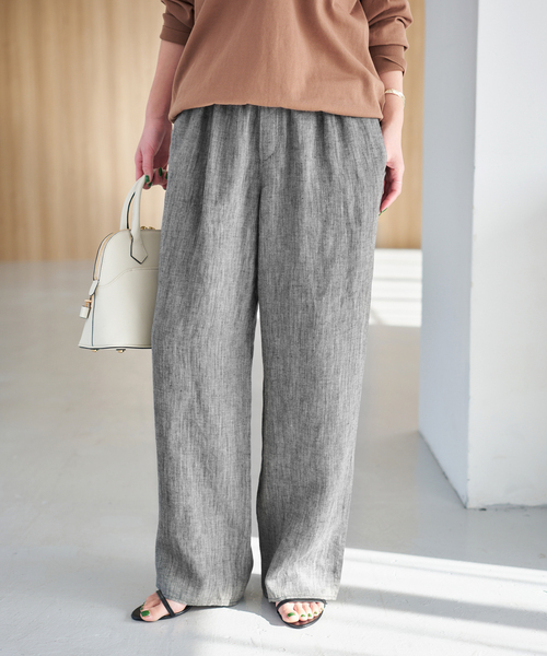 Spick & Span（スピックアンドスパン）の「エアリーリネンイージーパンツ（その他パンツ・レディース・アイボリー/チャコールグレー・38/36）」の8枚目の写真