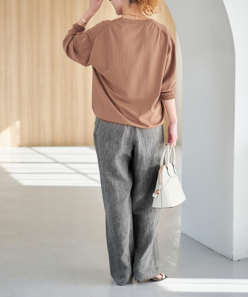 Spick & Span（スピックアンドスパン）の「エアリーリネンイージーパンツ（その他パンツ・レディース・アイボリー/チャコールグレー・38/36）」の18枚目の写真