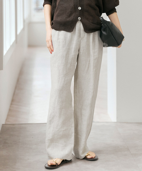 Spick & Span（スピックアンドスパン）の「エアリーリネンイージーパンツ（その他パンツ・レディース・アイボリー/チャコールグレー・38/36）」の19枚目の写真