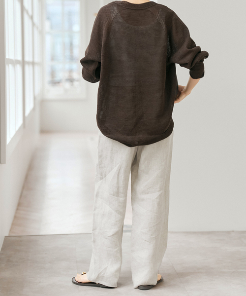 Spick & Span（スピックアンドスパン）の「エアリーリネンイージーパンツ（その他パンツ・レディース・アイボリー/チャコールグレー・38/36）」の20枚目の写真