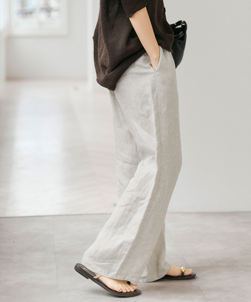 Spick & Span（スピックアンドスパン）の「エアリーリネンイージーパンツ（その他パンツ・レディース・アイボリー/チャコールグレー・38/36）」の21枚目の写真
