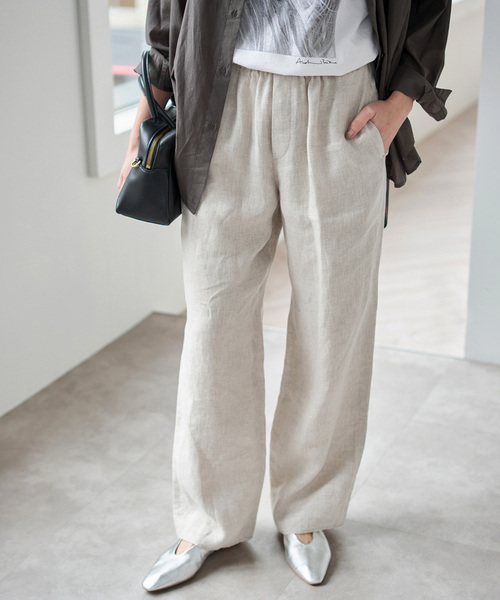 Spick & Span（スピックアンドスパン）の「エアリーリネンイージーパンツ（その他パンツ・レディース・アイボリー/チャコールグレー・38/36）」の22枚目の写真