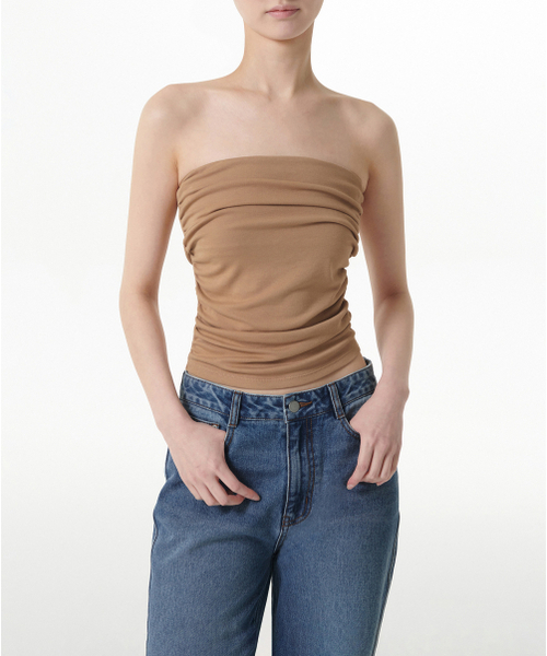 MUSINSA STANDARD WOMAN（ムシンサスタンダードウーマン）の「ウィメンズシャーリングチューブトップ[レッドベージュ]（Tシャツ/カットソー・レディース・その他・LARGE/MEDIUM/SMALL/X-SMALL）」の2枚目の写真