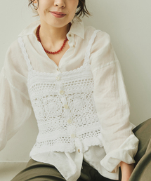 ニット」に該当するキャミソール（ホワイト/白色系）ファッション通販