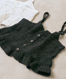 コットンカギ針 ニットキャミソール