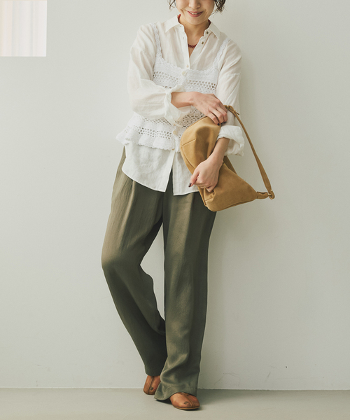 Spick & Span（スピックアンドスパン）の「コットンカギ針 ニットキャミソール（キャミソール・レディース・ブラック/ホワイト・FREE）」の6枚目の写真