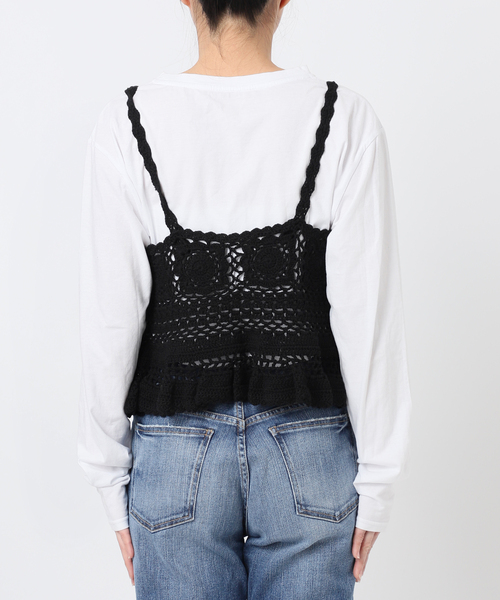 Spick & Span（スピックアンドスパン）の「コットンカギ針 ニットキャミソール（キャミソール・レディース・ブラック/ホワイト・FREE）」の9枚目の写真