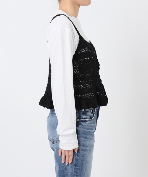 Spick & Span（スピックアンドスパン）の「コットンカギ針 ニットキャミソール（キャミソール・レディース・ブラック/ホワイト・FREE）」の10枚目の写真