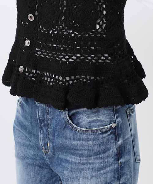 Spick & Span（スピックアンドスパン）の「コットンカギ針 ニットキャミソール（キャミソール・レディース・ブラック/ホワイト・FREE）」の12枚目の写真