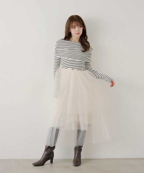 Chico(チコ)の「【SALON by Chico】ティアードボリュームドッキングワンピース(ワンピース・レディース・ブラック/アイボリー/ホワイト系その他2・FREE)」の9枚目の写真