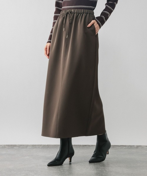 GLOBAL WORK（グローバルワーク）の「ウツクシルエットWクロスIラインスカート/601001（スカート・レディース・モカ/ブラック/グレー系その他・SMALL/MEDIUM/LARGE）」の3枚目の写真