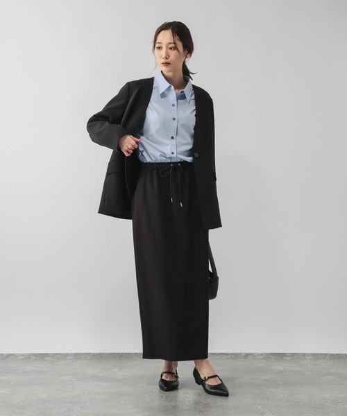 GLOBAL WORK（グローバルワーク）の「ウツクシルエットWクロスIラインスカート/601001（スカート・レディース・モカ/ブラック/グレー系その他・SMALL/MEDIUM/LARGE）」の4枚目の写真