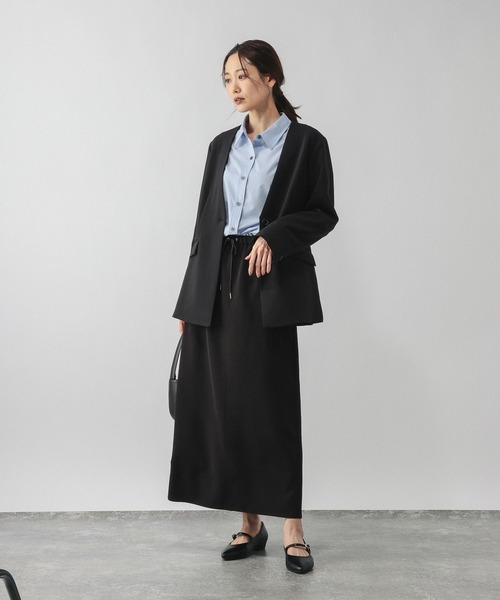 GLOBAL WORK（グローバルワーク）の「ウツクシルエットWクロスIラインスカート/601001（スカート・レディース・モカ/ブラック/グレー系その他・SMALL/MEDIUM/LARGE）」の5枚目の写真