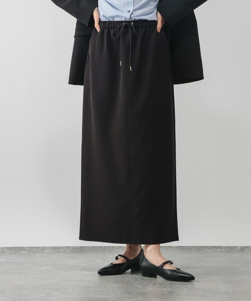 GLOBAL WORK（グローバルワーク）の「ウツクシルエットWクロスIラインスカート/601001（スカート・レディース・モカ/ブラック/グレー系その他・SMALL/MEDIUM/LARGE）」の6枚目の写真