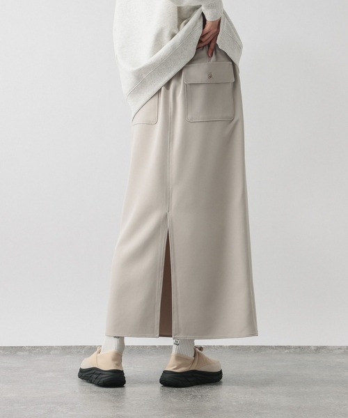 GLOBAL WORK（グローバルワーク）の「ウツクシルエットWクロスIラインスカート/601001（スカート・レディース・モカ/ブラック/グレー系その他・SMALL/MEDIUM/LARGE）」の14枚目の写真