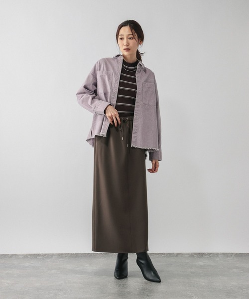 GLOBAL WORK（グローバルワーク）の「ウツクシルエットWクロスIラインスカート/601001（スカート・レディース・モカ/ブラック/グレー系その他・SMALL/MEDIUM/LARGE）」の15枚目の写真