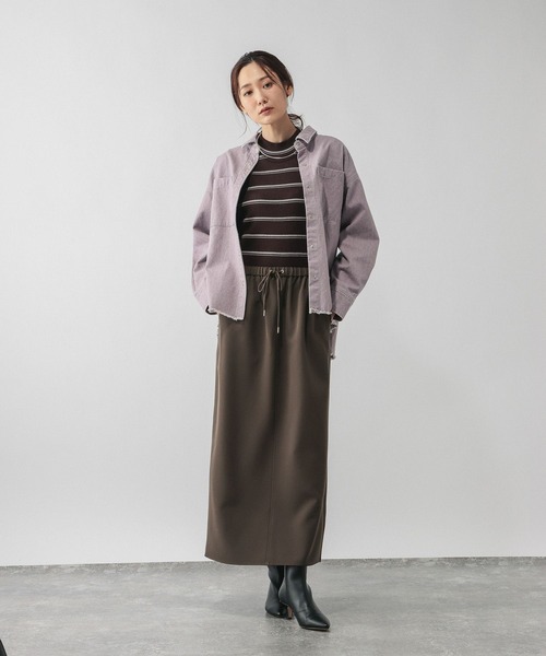 GLOBAL WORK（グローバルワーク）の「ウツクシルエットWクロスIラインスカート/601001（スカート・レディース・モカ/ブラック/グレー系その他・SMALL/MEDIUM/LARGE）」の16枚目の写真