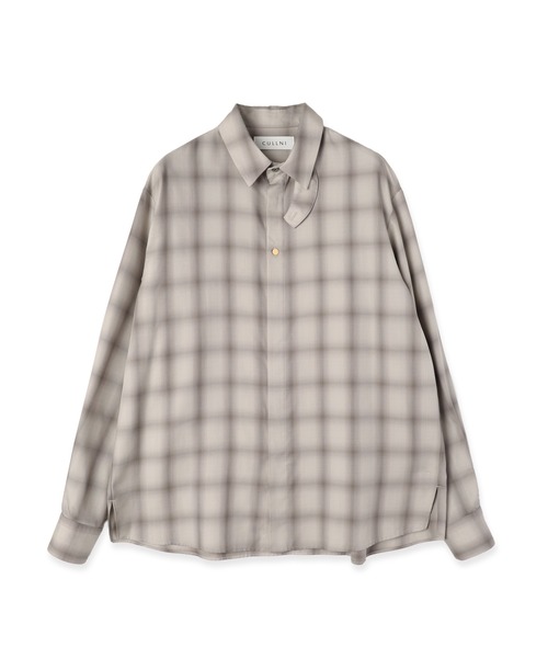 CULLNI(クルニ)の「Ombre Check Chin Tab Long Sleeve Shirt(シャツ/ブラウス・メンズ・ブラック/グレー・0/1/2)」の2枚目の写真