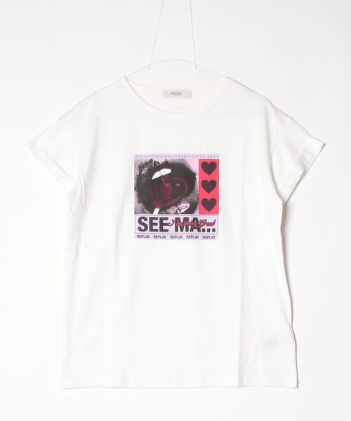 REPLAY(リプレイ)の「コットンジャージーPOP ART Tシャツ(Tシャツ/カットソー・レディース・オフホワイト/ピンク・SMALL/X-SMALL)」の1枚目の写真