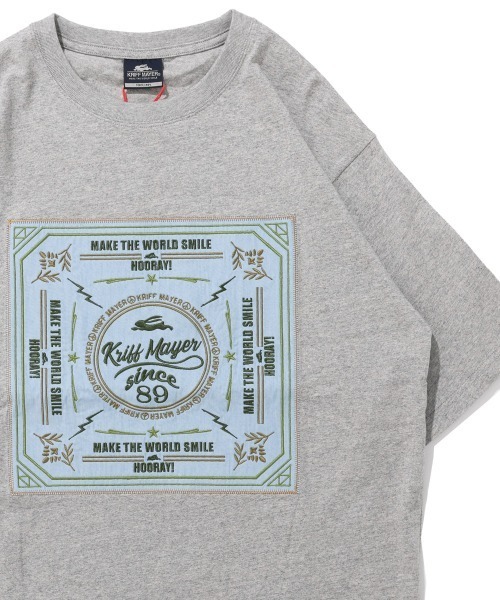 KRIFF MAYER(クリフメイヤー)の「【綿100%】クラフト刺繍T(バンダナ)(Tシャツ/カットソー・メンズ・ブラック/グレー/オフホワイト・X-LARGE/LARGE/MEDIUM)」の3枚目の写真