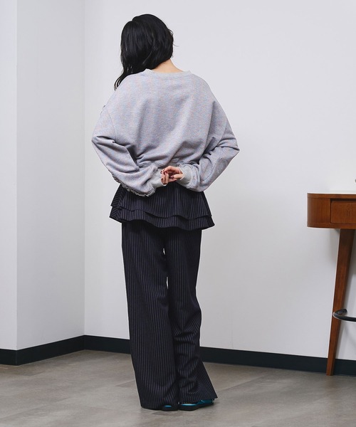 ROSE BUD(ローズバッド)の「LAME RUFFLE SLEEVE SWEAT(スウェット・レディース・ブラック/グレー・ONE SIZE)」の19枚目の写真