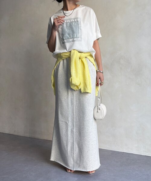 DouDou（ドゥドゥ）の「【WEB限定】オーガンジーロゴTEE（Tシャツ/カットソー・レディース・チャコールグレー/オフホワイト/ブラック・FREE）」の7枚目の写真