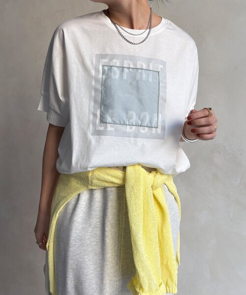 DouDou（ドゥドゥ）の「【WEB限定】オーガンジーロゴTEE（Tシャツ/カットソー・レディース・チャコールグレー/オフホワイト/ブラック・FREE）」の10枚目の写真